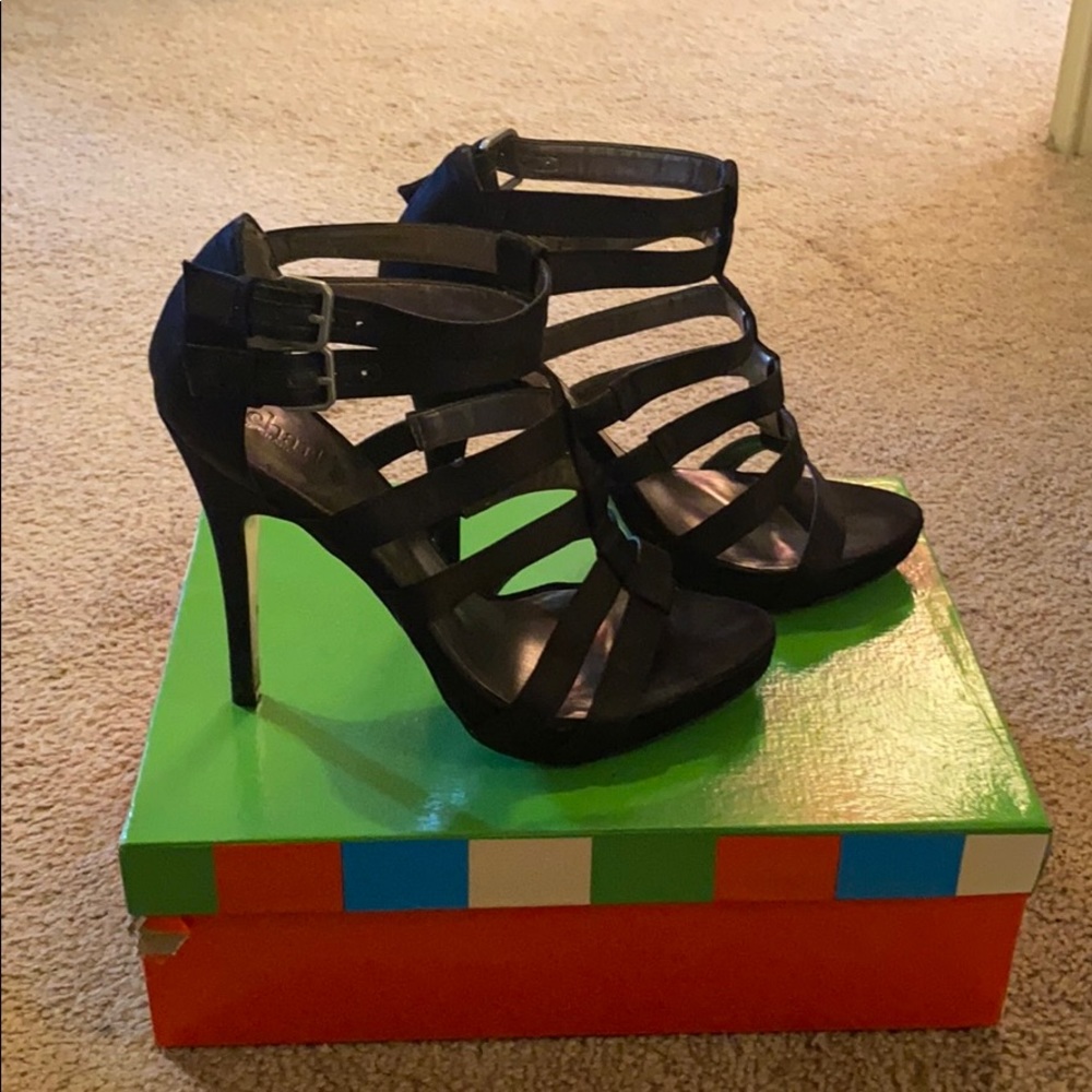 Charles David Black satin high heels